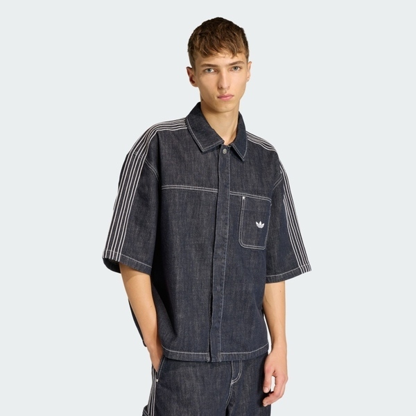 Adidas 愛迪達 Denim Button Up KG6448 男 丹寧襯衫 牛仔碳黑 亞版 穿搭單品