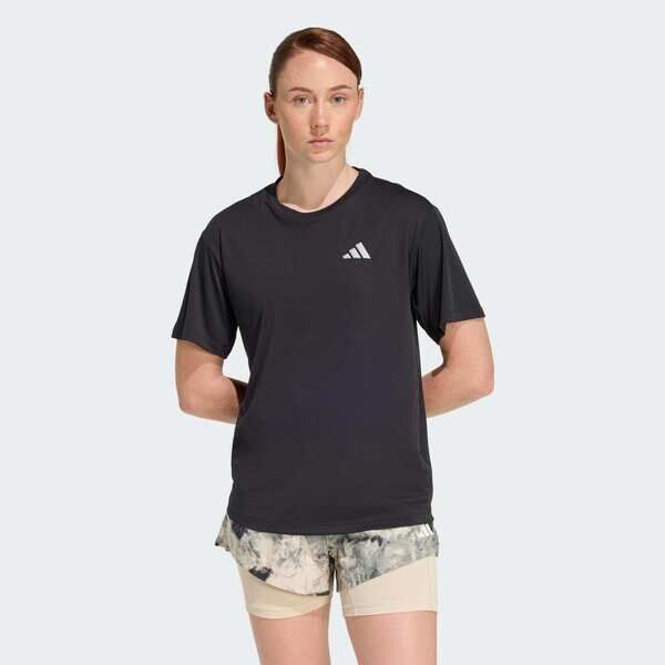 Adidas 愛迪達 Run Ess Tee W JZ7808 女 T恤 運動上衣 休閒短袖 黑 亞版