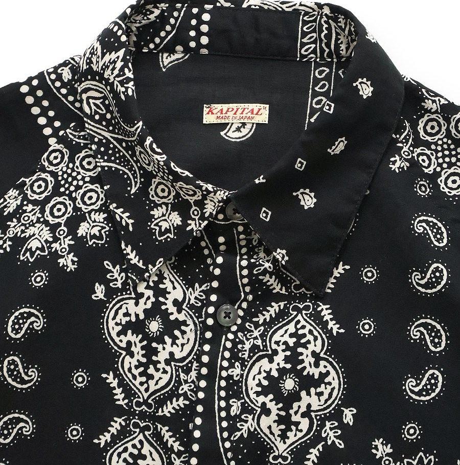 KAPITAL Gauze Rat Brand Bandana Patchwork Pattern Raglan Shirt - BLACK PRE ORDER ITEM (預訂中)