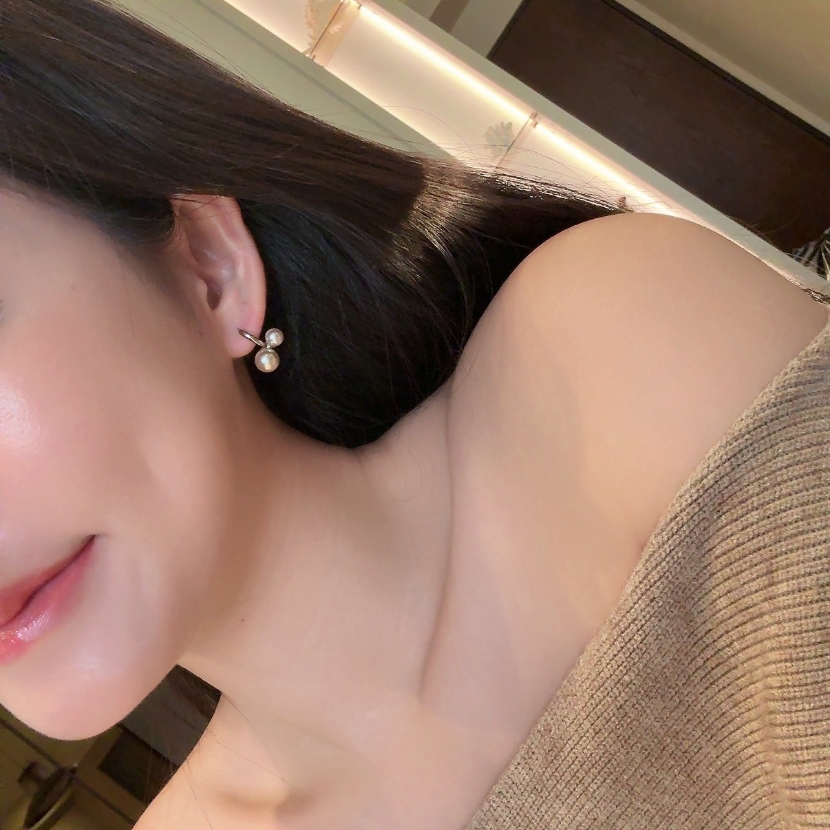 Gy”Lumière珍珠小櫻桃耳釦釘
