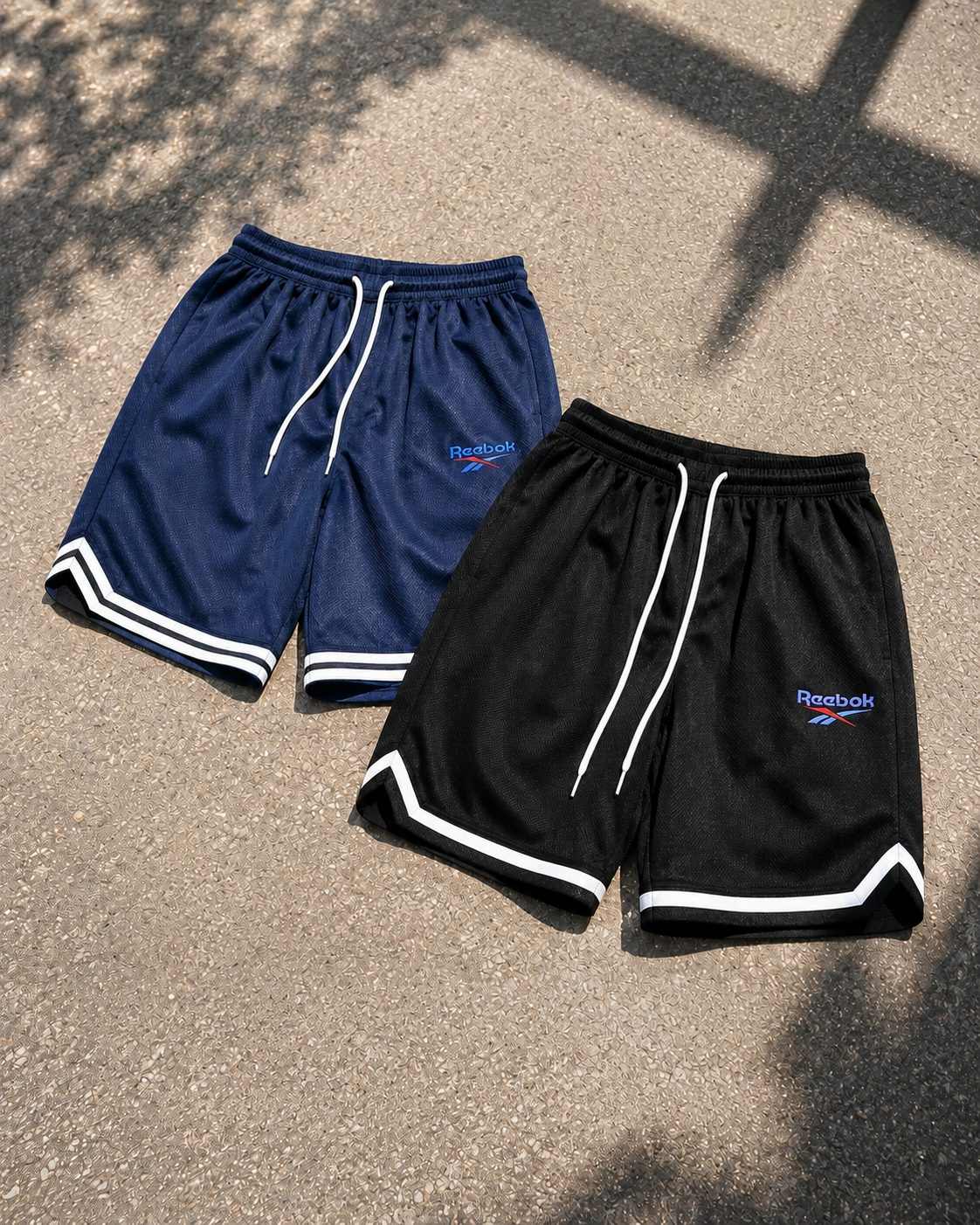 #預購 Reebok 美式復古 Cleanfit 輕薄透氣網眼 抽繩籃球褲 休閒短褲 兩色