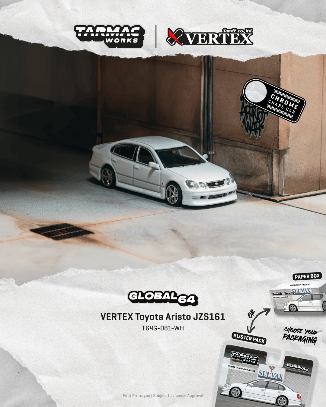[預訂] Tarmac Works VERTEX 豐田 Aristo JZS161 白色