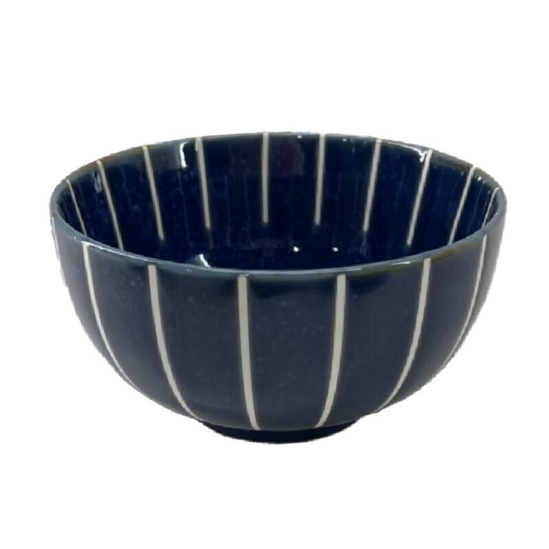 丼飯碗/窯變青 條紋 大 約16×8.5cm