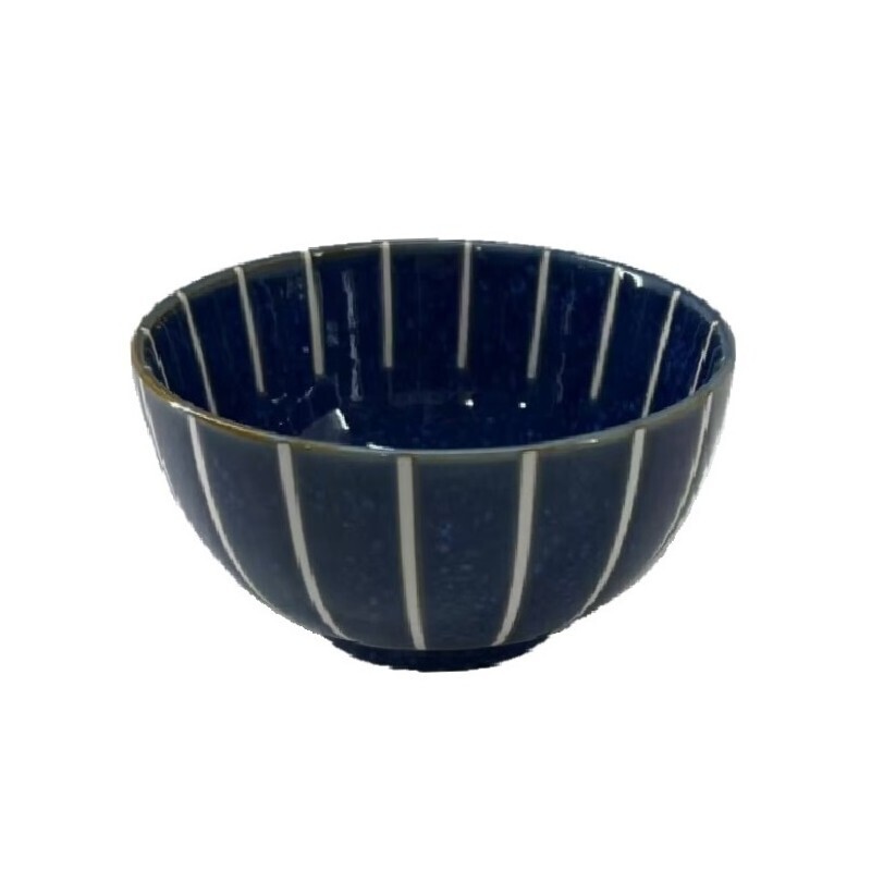 丼飯碗/窯變青 條紋 小 約13.2×7.5cm