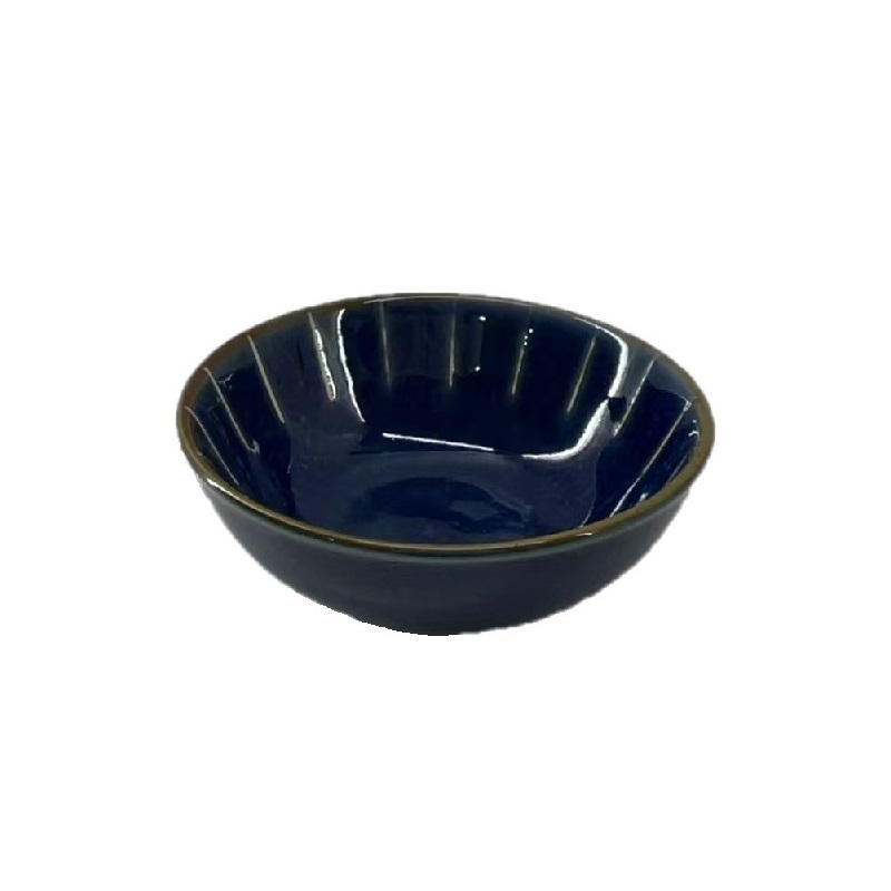 餐碗/窯變青邊 十草紋 約11.4×4.3cm