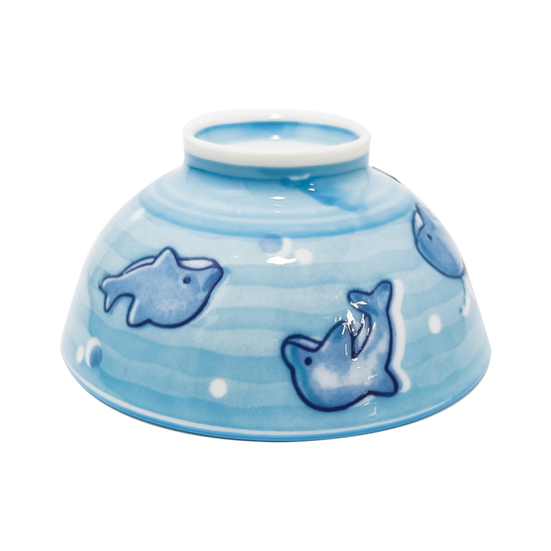 兒童餐碗/海豚 藍 約10.7×5.1cm