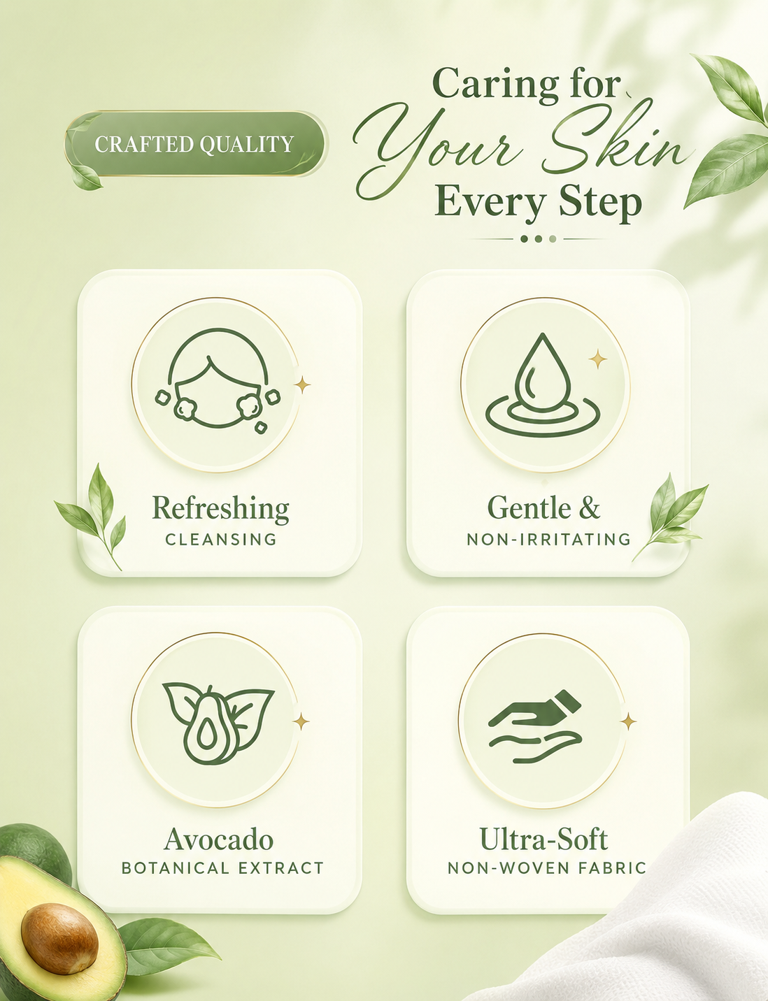 CN232 [3+3] Avocado Oil Make Up Remover Wipes