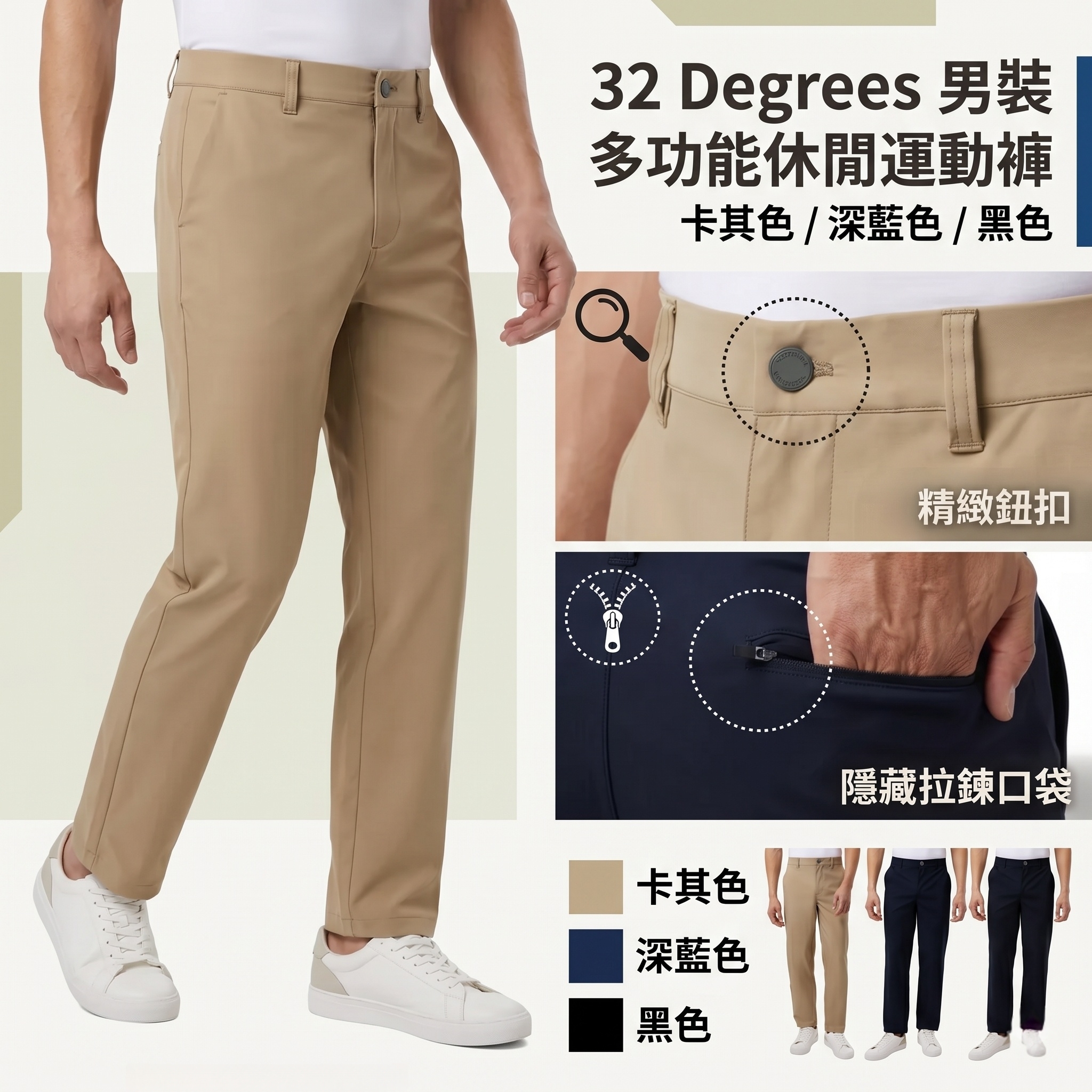 【預購】32 Degrees H051503 男士休閒工作長褲