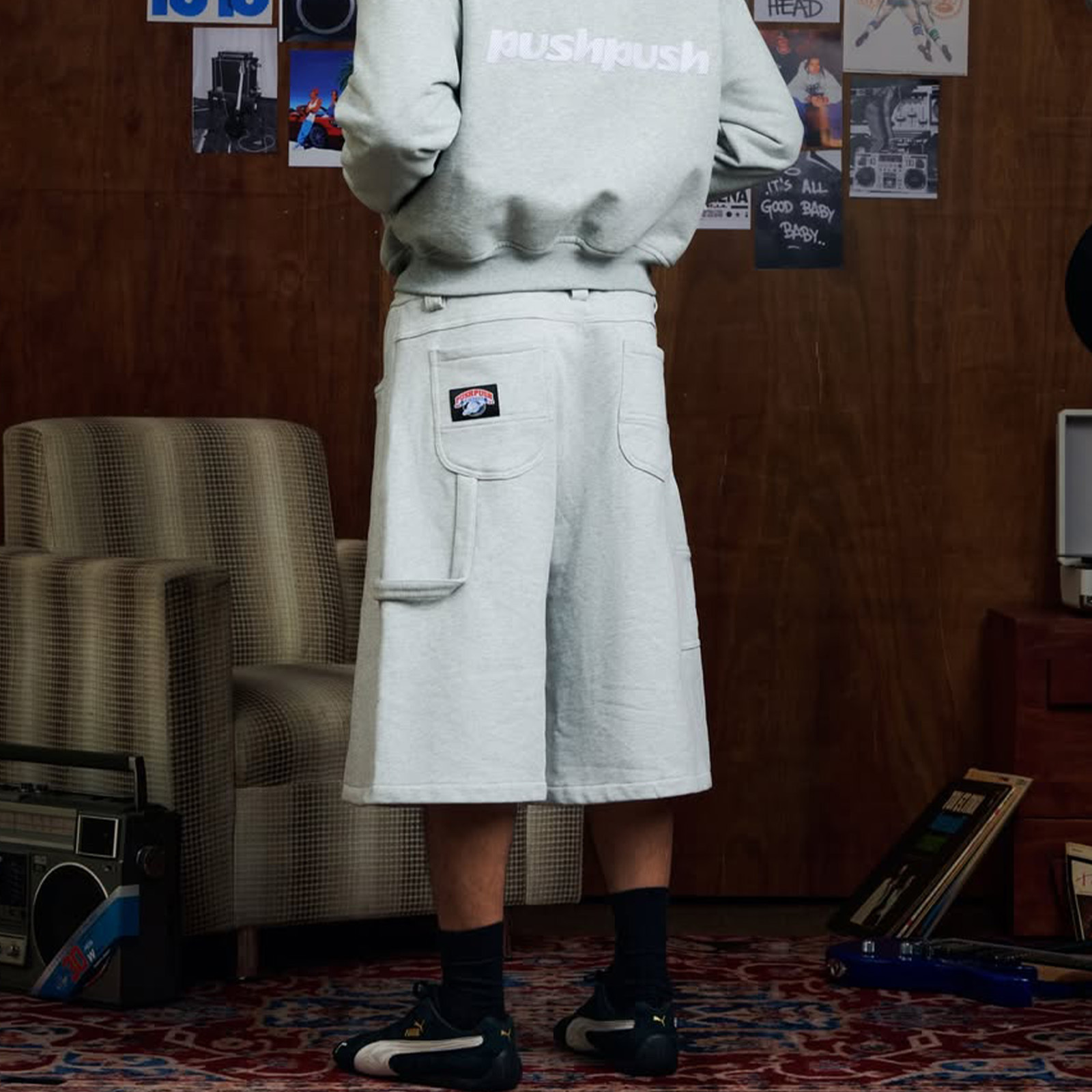 PUSH PUSH PP NIFTY SWEATSHORTS 七分棉褲 低腰 寬褲 闊腿 棉短褲