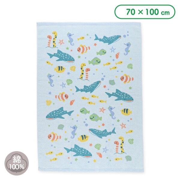 【Nishimatsuya】Soft Low-Twist Cotton Towel Blanket - Whale Shark