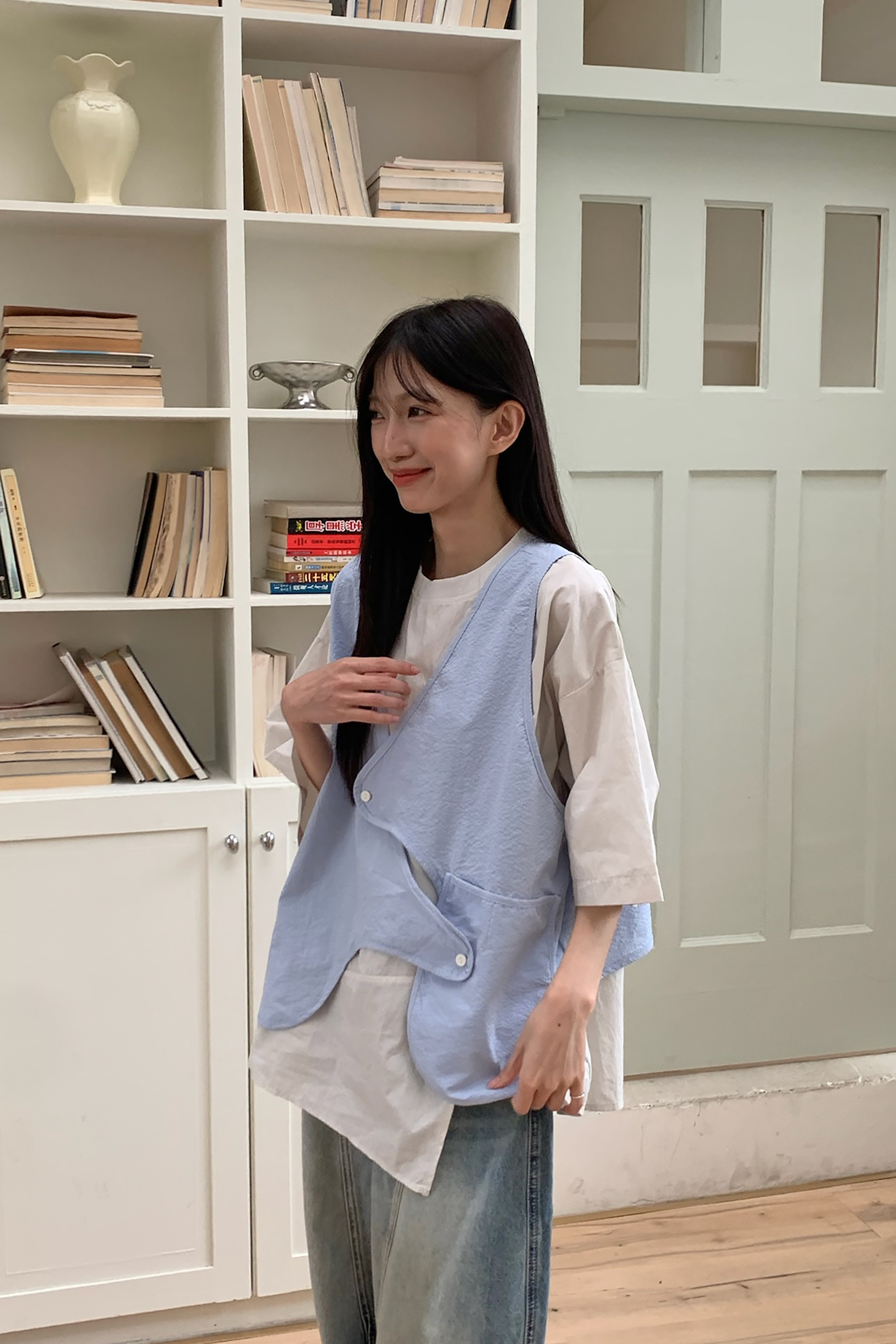 日系交叉扣設計背心 4色