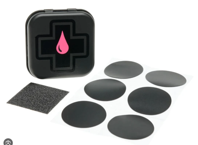 Muc Off Glueless Patch Repair Kit Black Set of 6 Patches Stick On/ Road MTB Bike