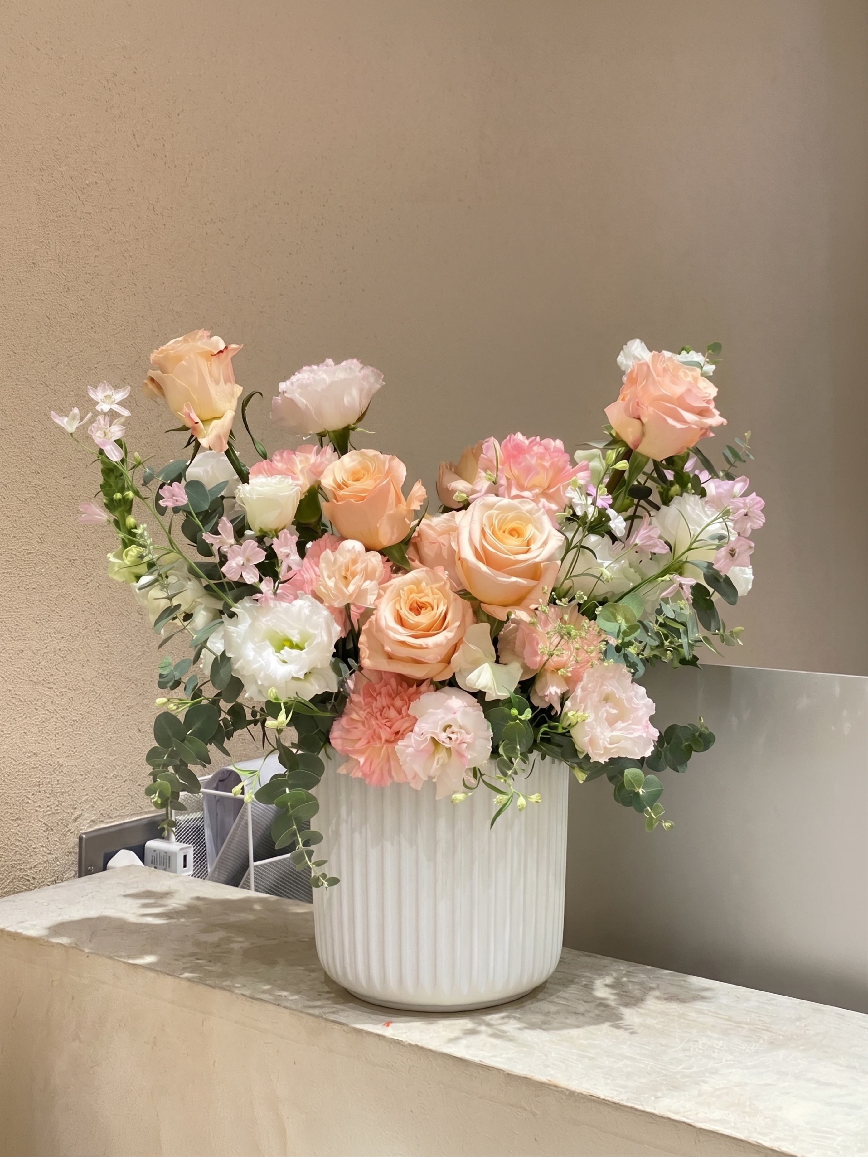 溫柔粉綠盆花 鮮花盆花 開幕花禮