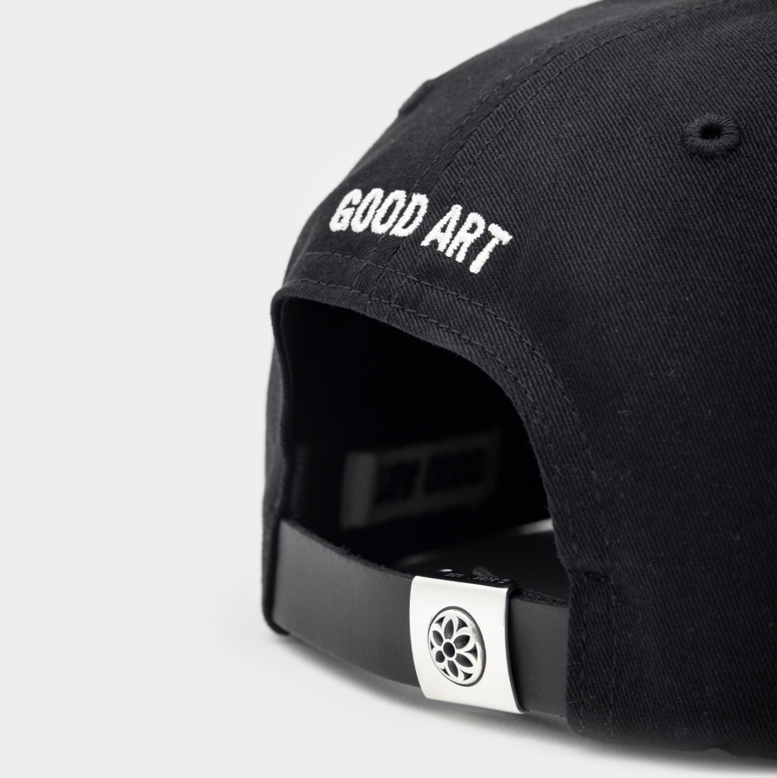 CLASSIC COTTON BALL CAP - ROSETTE - BLACK