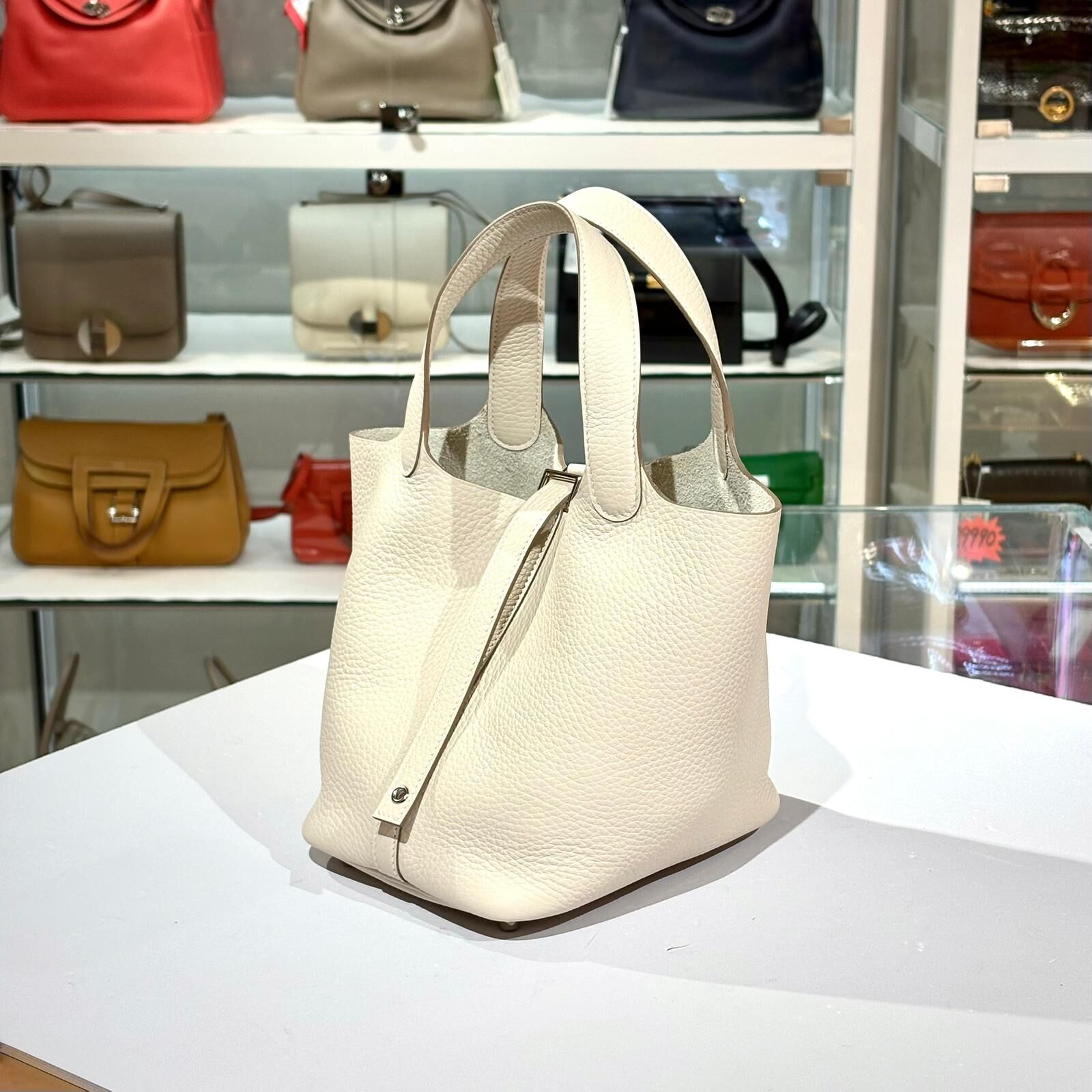 全新HERMES PICOTIN 18 K Stamp 10/CRAIE 奶昔白銀扣 TC皮 #P18 #BRAND NEW #香榭站正品