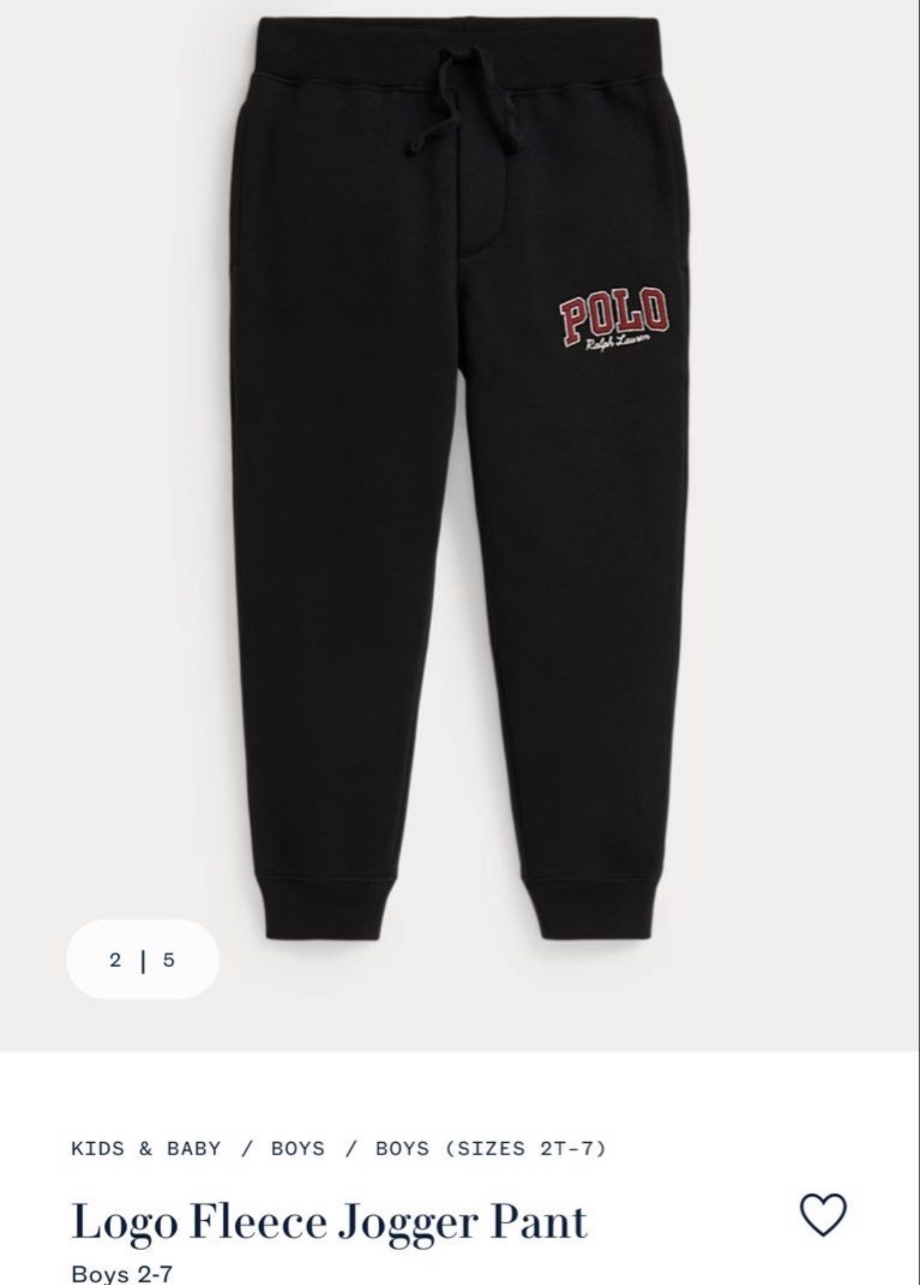(現貨) 100%官方直送正貨 Polo Ralph Lauren Logo Fleece Jogger Pant Boy Size 6