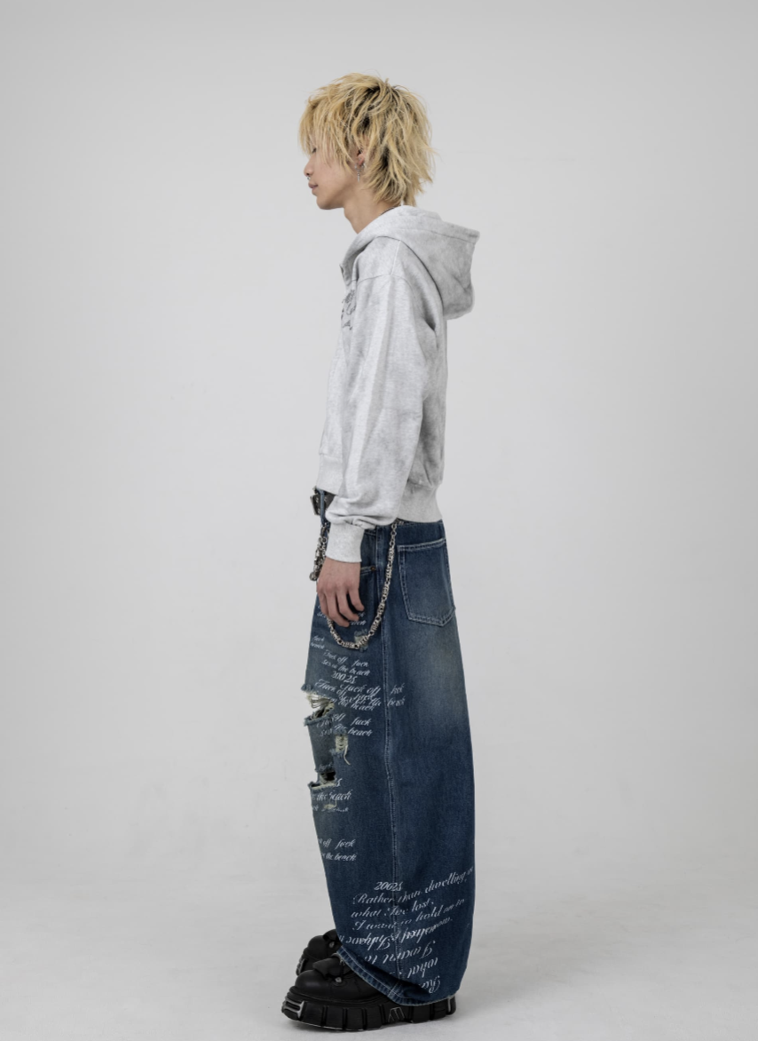 Typewriter Baggy Denim Pants