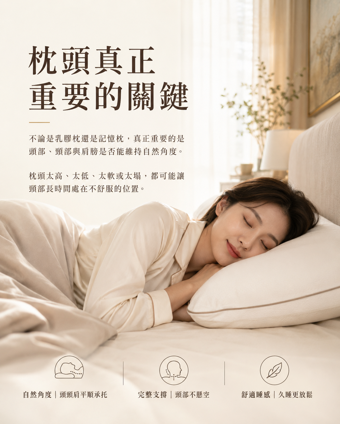 乳膠枕與記憶枕頭頸支撐比較圖