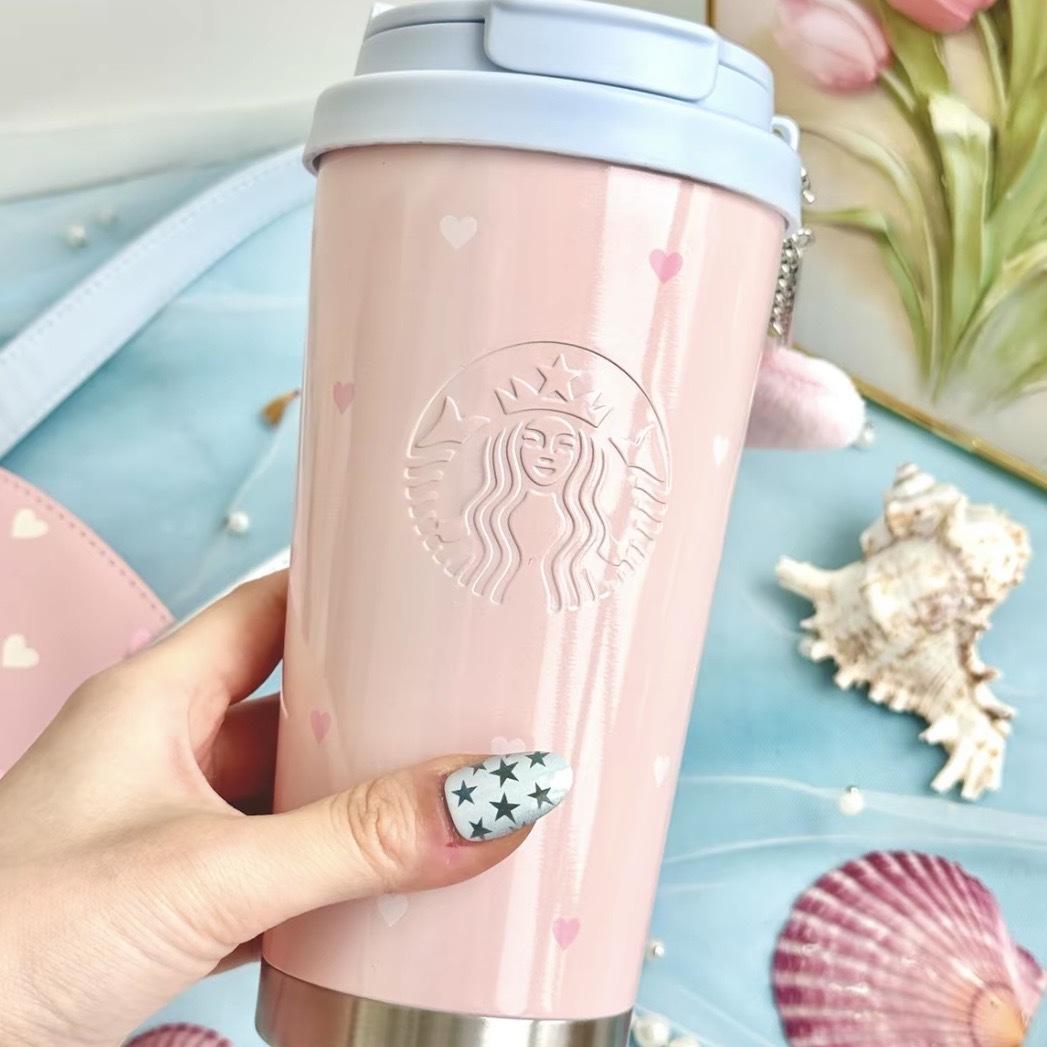 STARBUCKS 星巴克 粉色珠光 星動告白系列 473ml 不鏽鋼 保溫杯