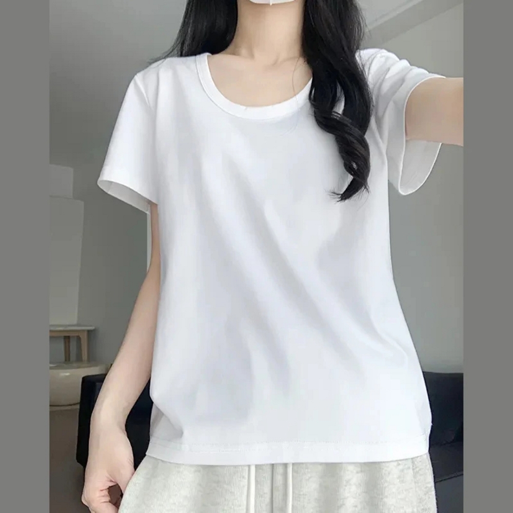 【ASister 小姊姊】AS2478#女裝｜上衣☆棉質U領正肩舒適素色T恤(4色 S-XL)