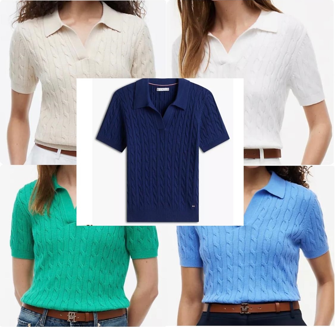 Tommy Hilfiger 女裝V領短袖麻花針織上衣 F11