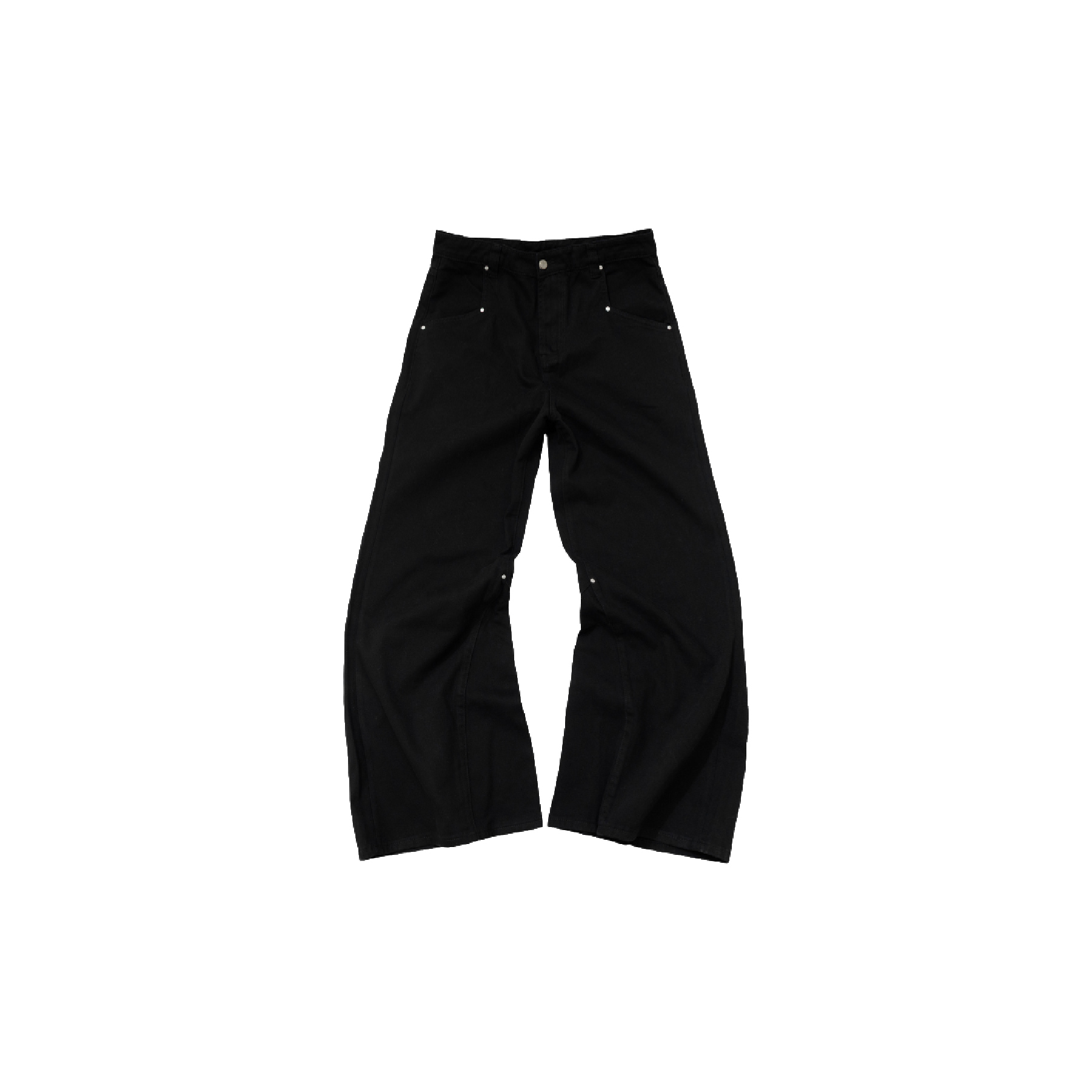 E’TREALOUEST 26SS Embroidered Wide Cut Cargo 黑色 刺繡 喇叭 工裝褲