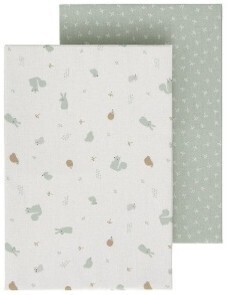 CAMBRASS 嬰兒床床笠2件裝 60X120CM(松鼠/綠色)