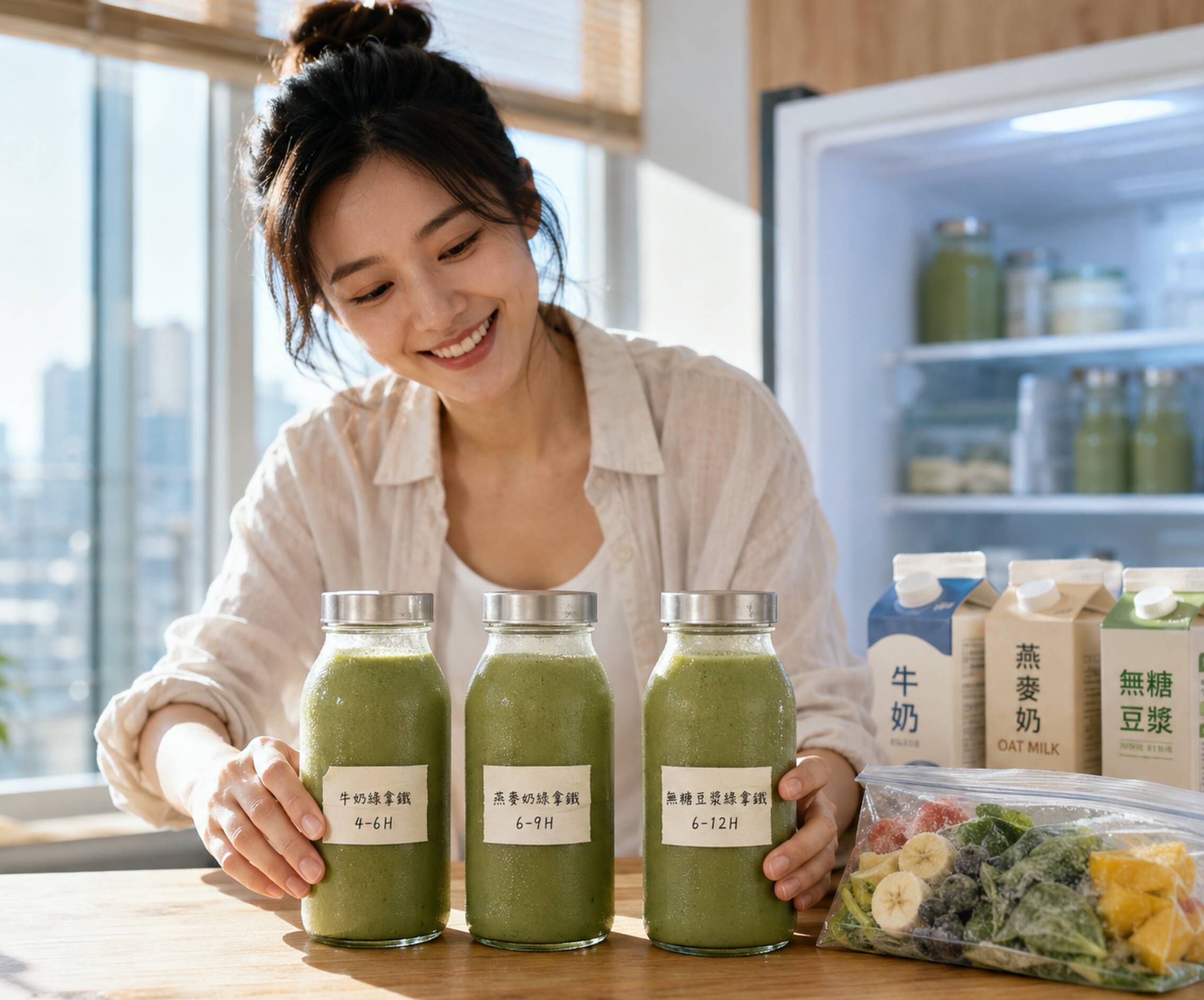 加牛奶、豆漿、燕麥奶的綠拿鐵,保存時間會一樣嗎?