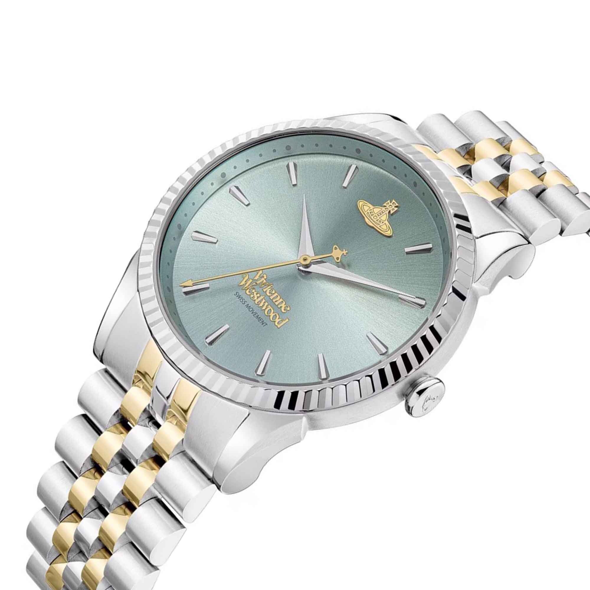 VV240LGRSG Vivienne Westwood 38mm 冰藍色拉絲錶面 不鏽鋼 女裝 手錶 (香港行貨)