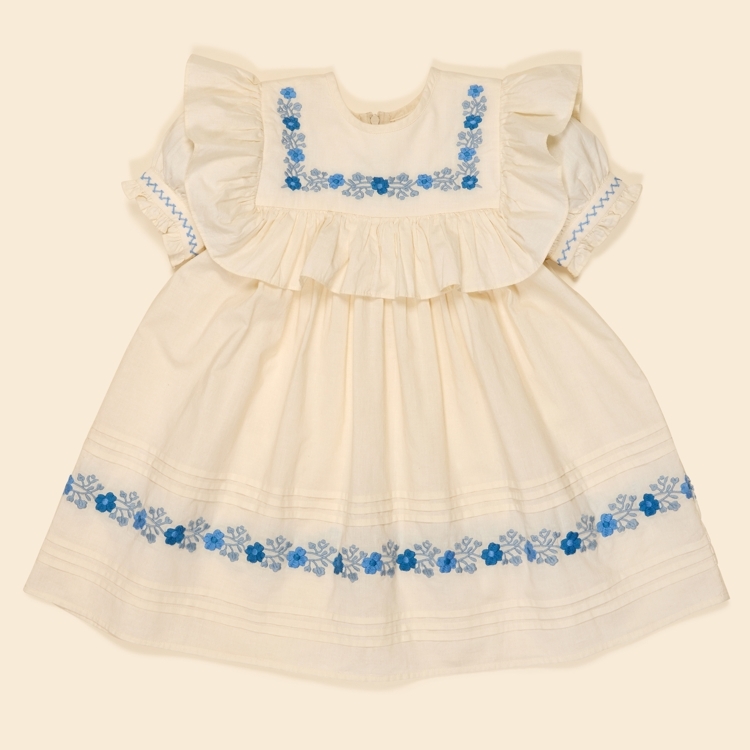 Apolina 小藍花荷葉領洋裝 JOSEPHINE DRESS - CREAM