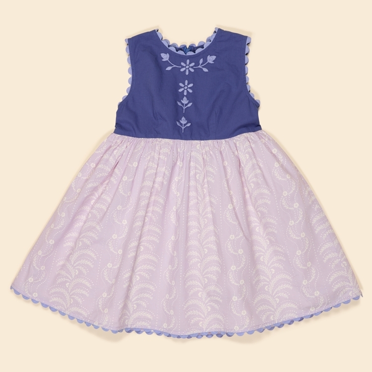 Apolina 小花刺繡拼接圖騰花無袖波浪邊洋裝 LOLA DRESS - WALLFLOWER/AZUL