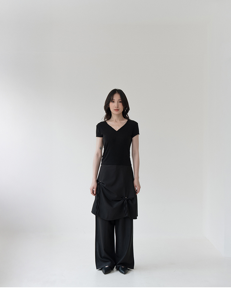 Two-piece tie-up suit trousers skirt S/M/L【04030530】in stock+pre-order