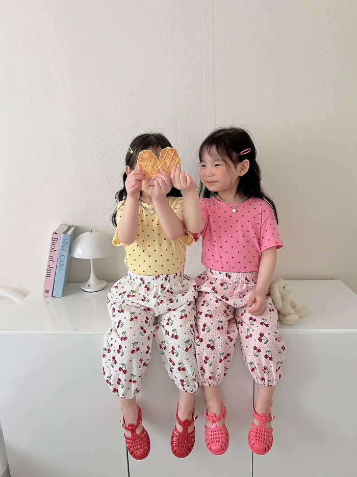 正韓夏MORAN 嫩嬰小童兩色櫻桃防蚊褲