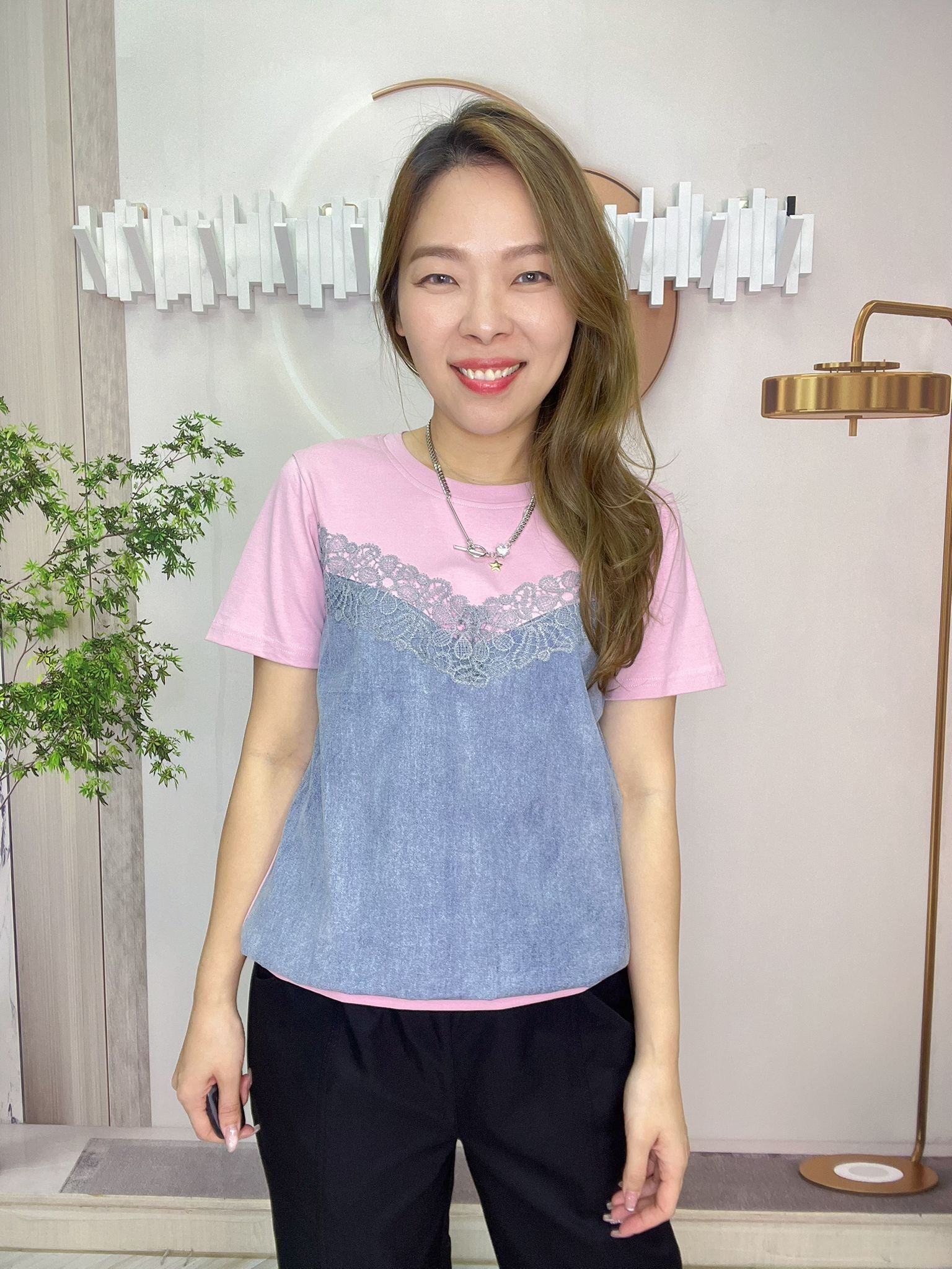 ma牌子拼牛仔top~164A