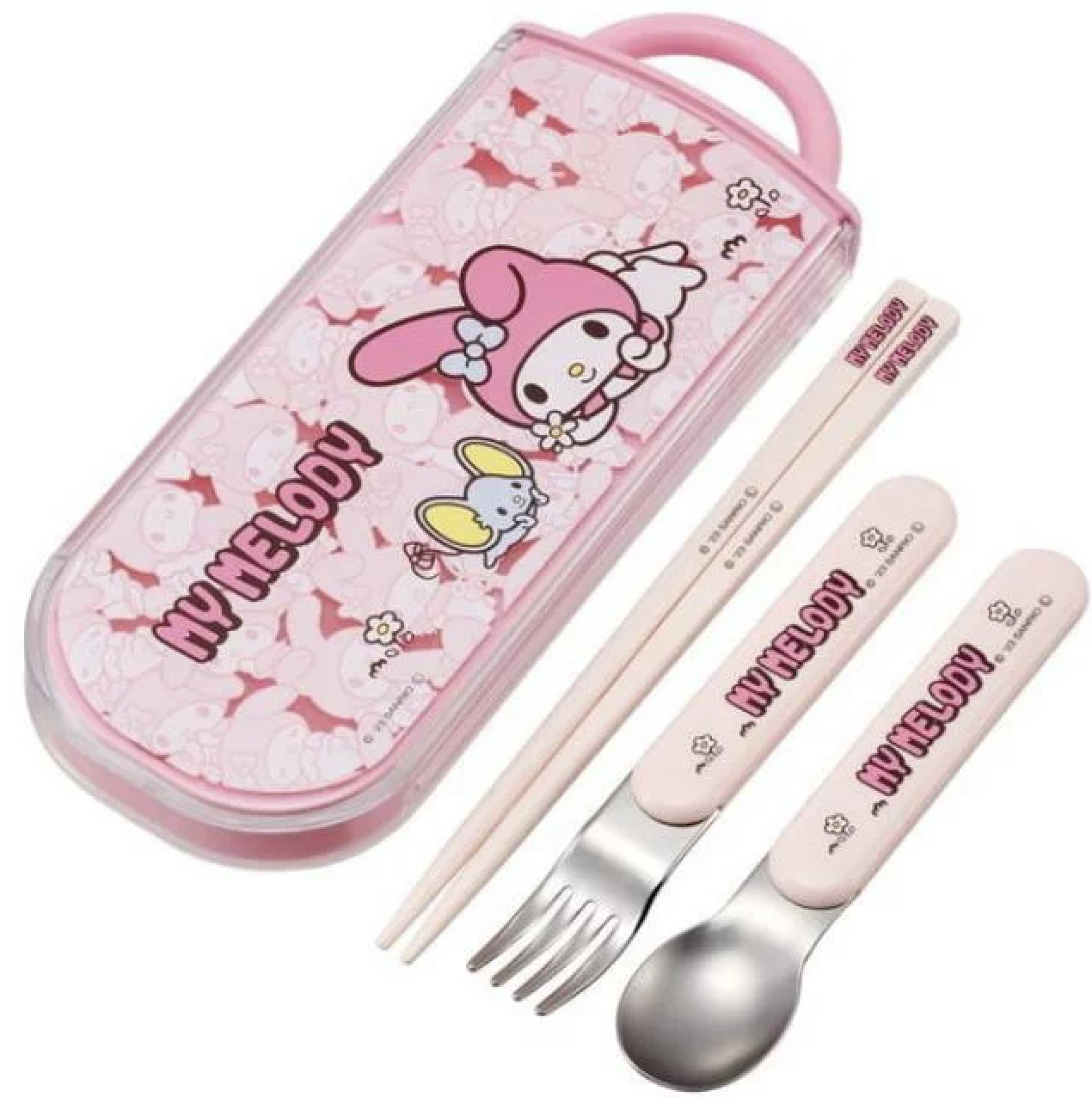 日本製 Skater My Melody Ag+抗菌滑蓋三件式餐具組