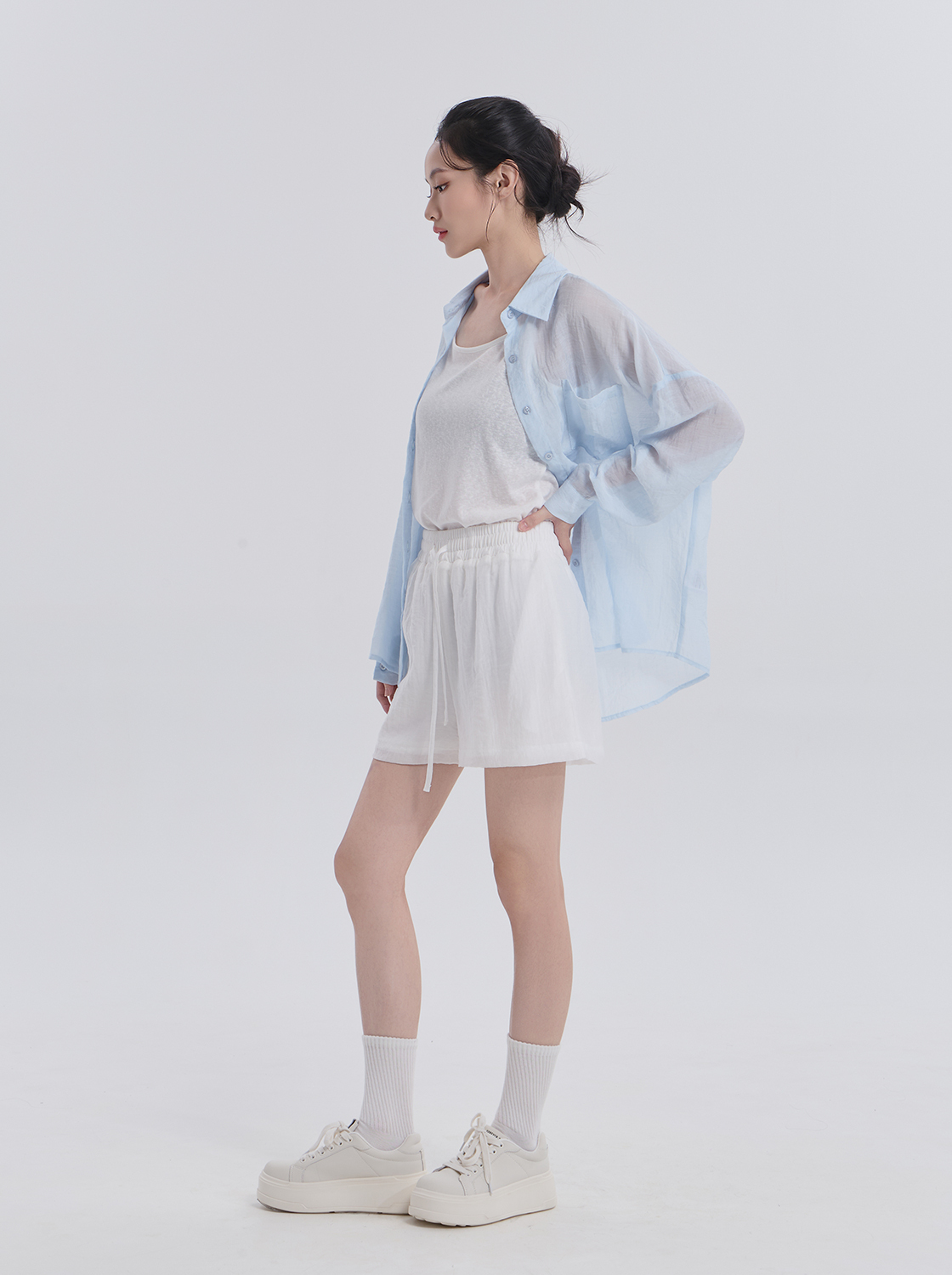 【成套組合價899】【期間限定】輕盈透膚襯衫背心兩件組