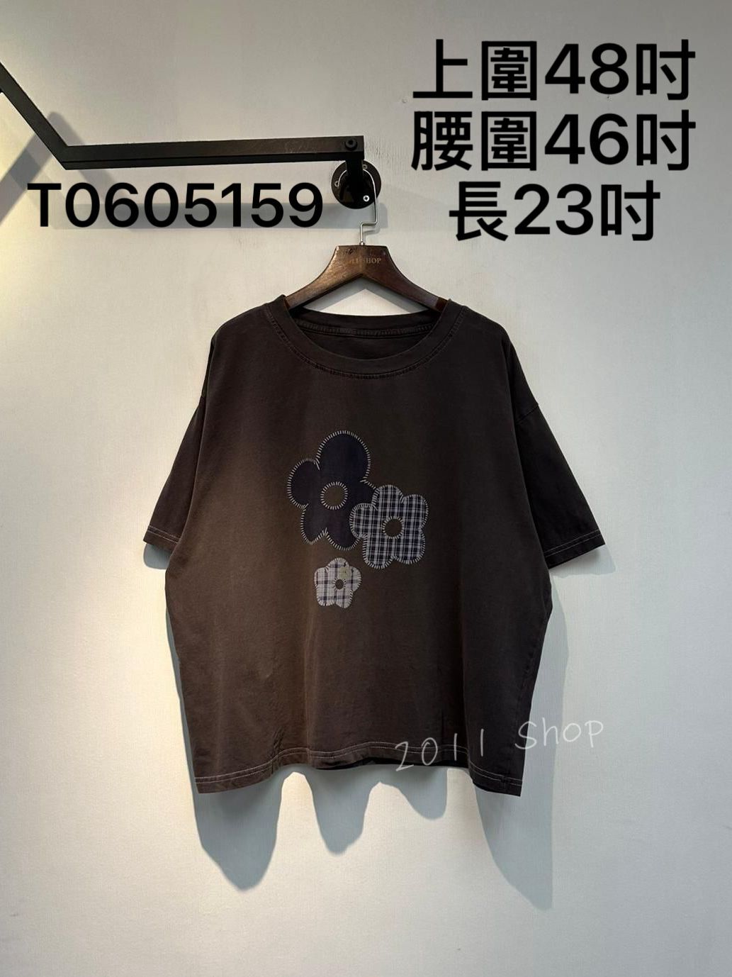 出口日本花朵布料印花T恤  上圍48吋 腰圍46吋 長23吋  T0605159