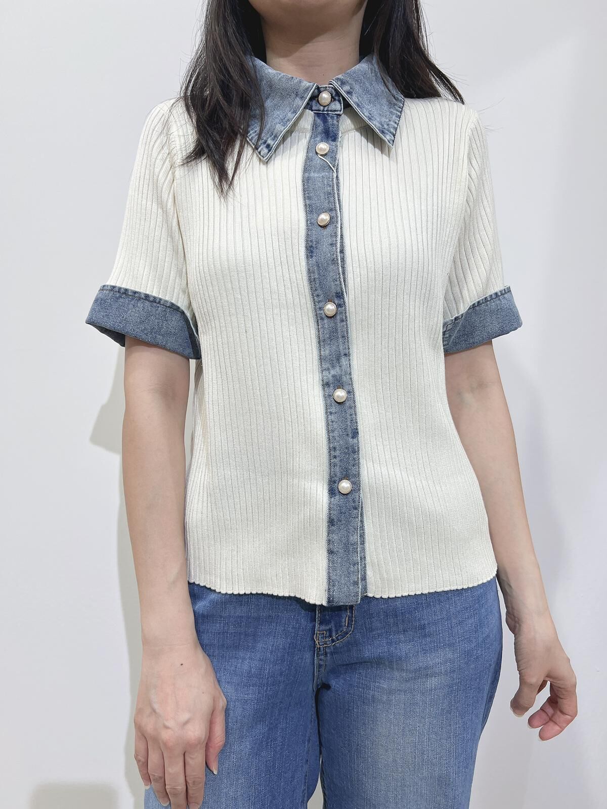 Odo 411 牛仔拼布top