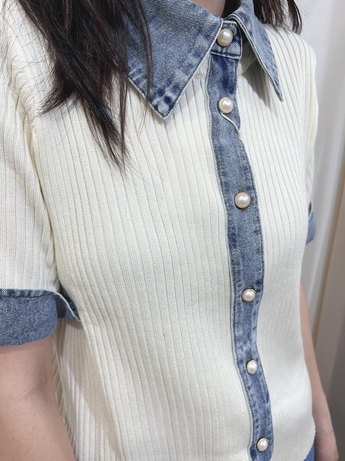 Odo 411 牛仔拼布top