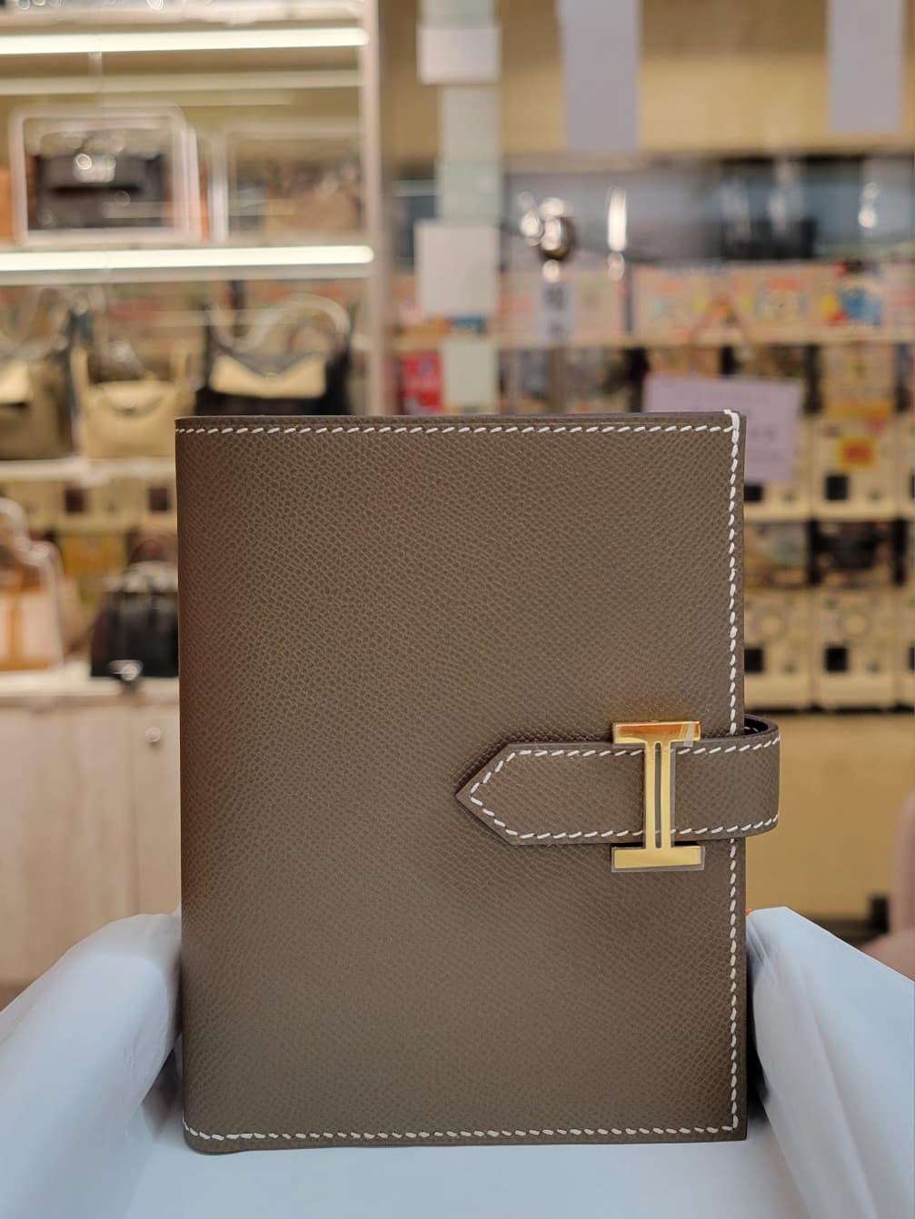 Hermes bearn compact wallet etoupe cc madame 短銀包 大象灰金扣