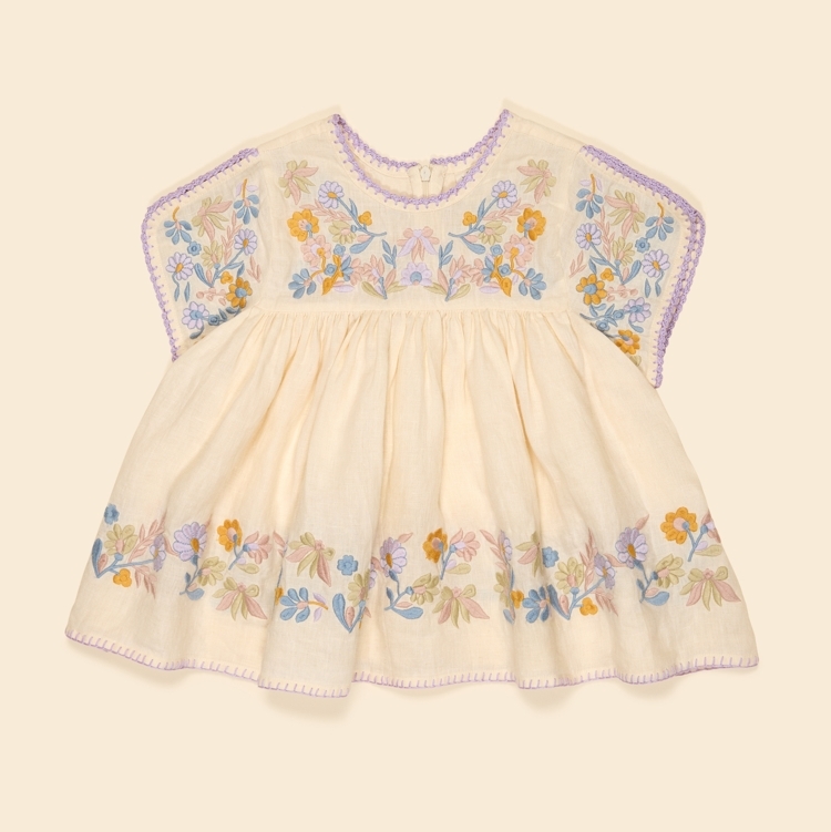 Apolina 撞色民族風刺繡上衣 STEVIE BLOUSE - CREAM