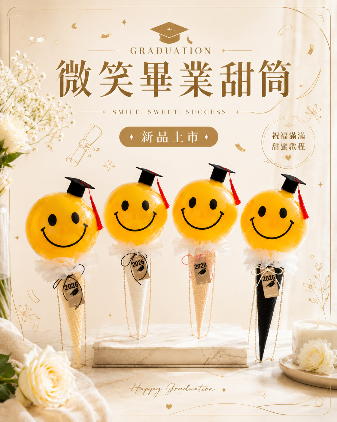 微笑畢業甜筒