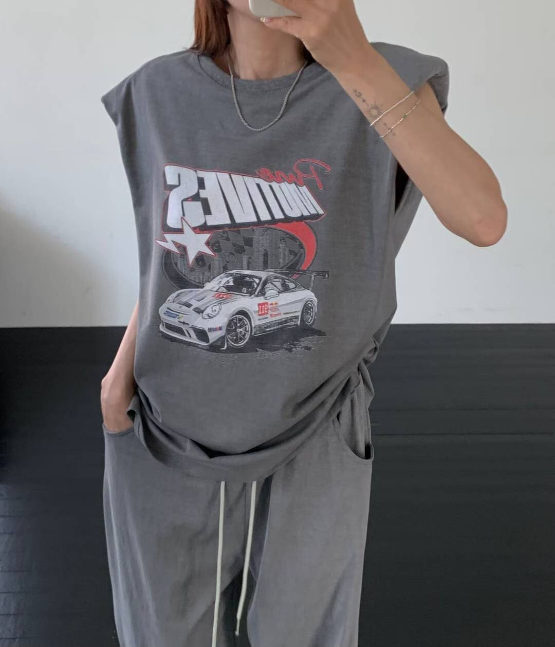 車印圖全棉背心