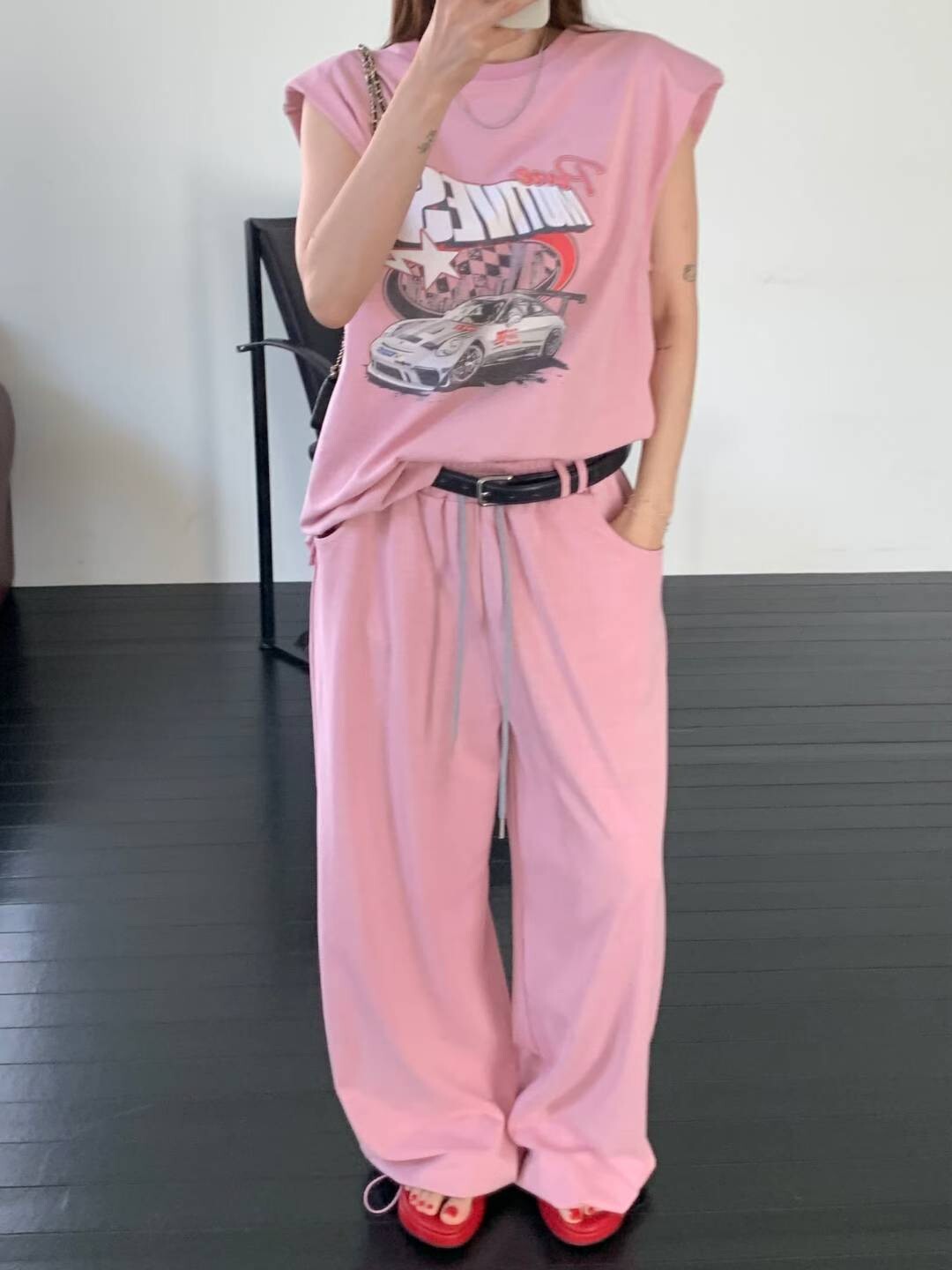 抽繩束腳全棉褲