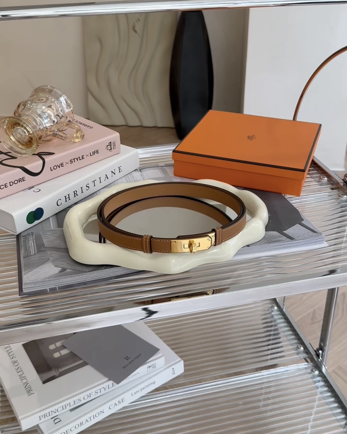 HERMES｜KELLY 皮帶 金棕金
