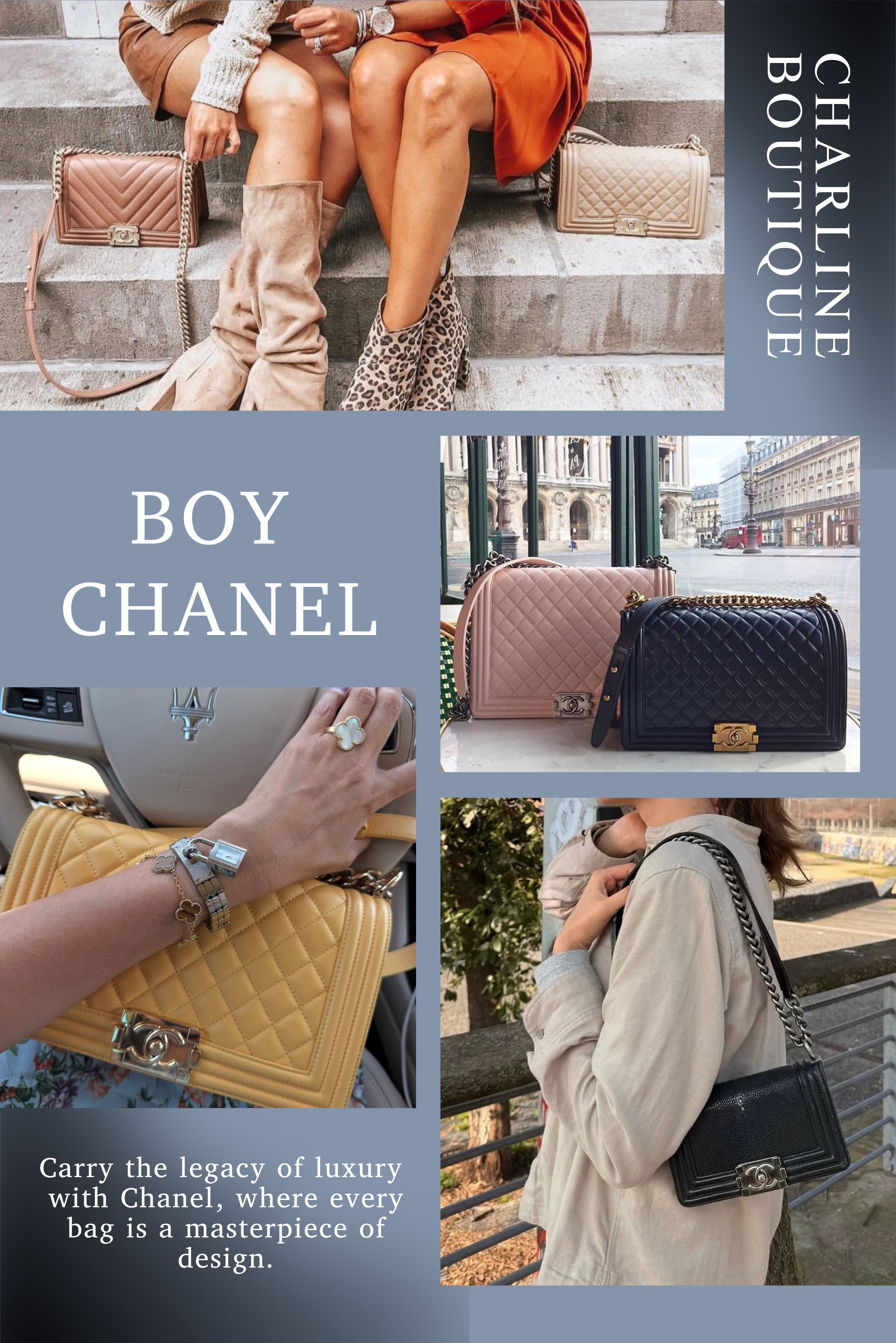 BOY CHANEL 買前必看 FAQ：尺寸、材質、保值度完整解惑  準備入手第一顆 BOY 的朋友，心裡一定有一堆問號。以下 10 個問題，是最常被問到的，全部一次講清楚！    Q1：BOY CHANEL 為什麼值得入手？它算經典嗎？  BOY CHANEL 是 Chanel 四大經典包款之一，自 2011 年推出至今超過十年仍持續熱銷，保值性與辨識度都極高。  設計靈感來自 Coco Chanel 年輕時用的狩獵彈夾包，方正的畫框壓邊、標誌性的雙 C 按壓扣，不用任何 Logo 加持，路上一眼就認得出來。  它和 Classic Flap 最大的差別，在於那股骨子裡的帥氣感。CF 是溫柔大小姐，BOY 是那種穿皮衣也能撐場子的酷女孩——但細節裡依然藏滿了 Chanel 的精緻講究。如果你覺得 CF 太正式、太甜美，BOY 反而更容易融入你的日常穿搭，西裝外套、皮衣、丹寧，什麼都好搭。    Q2：BOY CHANEL 尺寸這麼多，哪個最實用？  最多人推薦的是 25cm Old Medium，容量與比例最平衡，也是最不容易後悔的選擇。  四個尺寸快速對照：  Mini｜15 × 10 × 6 cm — 造型感為主，裝得下口紅＋卡夾就差不多了  Small｜20.5 × 12 × 8.5 cm — 輕巧俐落，適合出門東西少的人  Medium｜25 × 15 × 9 cm — 手機、短夾、粉餅、口紅全部塞得進去，比例最耐看  Large｜28 × 17.5 × 7.5 cm — 容量最大，適合個子高或喜歡大包的人  實際在店裡一個一個試背之後，25cm 就是那個你背上去會站定不動、叫朋友幫你看角度的尺寸。Small 精緻好看沒錯，但如果你出門習慣帶長夾，可能三個月後就會開始覺得「當初應該選大一號的」。    Q3：男生背 BOY CHANEL 會很奇怪嗎？  完全不會。BOY CHANEL 本身就是 Chanel 包款中最具中性設計感的一款，男女背起來都很好看。  幾何感強烈的鎖扣、粗獷的金屬鍊條、硬挺的方正包型——這些元素湊在一起，根本就是為中性穿搭量身打造的。越來越多男性名人和一般男生都開始入手 BOY，搭一件素 T 或西裝外套，那種乾淨俐落的感覺反而更把包的帥氣感烘托出來。  男生入手建議：顏色選黑色＋銀扣最百搭，**材質選荔枝紋牛皮（Caviar）**最好保養，尺寸選 25cm 中號或 Large，比例更符合男性身形，整體視覺更大方有氣勢。    Q4：BOY CHANEL 哪種材質最耐用？  耐用度最高的是荔枝紋小牛皮（Caviar），表面顆粒紋路耐刮耐磨，非常適合日常頻繁使用。  幾種常見材質的差異：  荔枝紋小牛皮（Caviar） — 皮革偏硬挺、顆粒紋路耐磨，天天背也不容易變形，保養輕鬆，強烈推薦  復古小牛皮（Aged Calfskin） — 帶有自然做舊感，越用越有歲月韻味，同樣耐磨，帥氣感很強  小羊皮（Lambskin） — 觸感柔滑漂亮，但比較嬌貴，容易留指甲痕，需要更細心呵護  如果你是粗心派、天天用包、沒有在仔細保養的人，Caviar 幾乎是唯一正確答案。小羊皮的光澤確實很迷人，但先問問自己：每次背完願不願意小心收好？不願意的話，就直接跳過吧。    Q5：第一顆小香就選 BOY CHANEL，合適嗎？  適不適合，取決於你的穿搭風格。衣櫃裡偏俐落、中性、帥氣風格的人，BOY 是比 Classic Flap 更好的入門選擇。  CF 是公認最保值、最甜美優雅的經典，但如果你的日常穿搭更偏向丹寧、皮衣、寬褲，CF 的氣質其實跟你的衣服搭不太起來，反而容易讓包包顯得格格不入。這時候 BOY 才是真正的命定款。  第一次入手建議直接選黑色＋小牛皮，這個組合不管過幾年看都依然是經典，二手市場的接受度也最高——萬一哪天想轉手，這個配色的流通性幾乎是所有款式裡最好的。    Q6：BOY CHANEL 重嗎？  BOY CHANEL 在 Chanel 經典包款中屬於偏重的類型，25cm 小牛皮版本約 730g，背一整天肩膀會有感覺。  主要原因是那條紮實的金屬鍊條加上硬挺的包身結構，兩者加在一起份量感很足。不過這也是很多人特別愛它的地方——背起來有種踏實的存在感，跟那些軟趴趴的包完全是不同的體感。  如果你很在意重量，有兩個方向可以考慮：一是選Small 小號，輕鬆很多；二是入手Boy WOC（鏈子皮夾），保留 BOY 最標誌性的帥氣鎖扣設計，重量卻大幅降低，日常使用完全不費力。    Q7：BOY CHANEL 只有出包款嗎？  不只有包。BOY CHANEL 已延伸為完整的系列，涵蓋 WOC 鏈子皮夾、卡夾、零錢包、手拿包等多種小皮件。  只要保留那個標誌性的幾何鎖扣與粗鏈條，都算是 BOY CHANEL 系列的一部分。其中 Boy WOC 近年討論度最高，因為價格相對好入手，又完整保留了 BOY 那種帥氣個性感，是很多人選擇用來「入坑」的第一個 Boy 系列單品。  很多人會誤以為 BOY CHANEL 就只是某一顆包的名字，但其實它更像是 Chanel 裡一個獨立的風格脈絡——中性、俐落、有個性，這個精神已經貫穿整個系列了。    Q8：Chanel 哪些顏色最值得入手？  最經典、最保值、最不後悔的顏色是黑色，搭配金扣或銀扣都是 Chanel 最核心的靈魂配色。  黑金（Black with Gold Hardware）帶著優雅貴氣，黑銀（Black with Silver Hardware）則多了點搖滾帥氣感——兩種都很難出錯，差別只在你今天想走哪種路線。  如果衣櫃裡黑色包已經夠多，可以考慮：  米色（Beige） — Coco Chanel 本人最愛的顏色，溫柔優雅，法式感很強  深藍色（Navy） — 低調有質感，是「不想買黑色但又不想太冒險」的最佳過渡選項  酒紅色（Burgundy） — 帶點復古女人味，近年討論度很高  第一顆 Chanel 就選黑色，幾乎是不會犯錯的答案。已經有黑色包的人，再去玩米色或深藍，穿搭的層次感才真的出來。    Q9：BOY CHANEL 現在還流行嗎？  BOY CHANEL 已超越流行，進入「經典」的層次，不受當季趨勢影響，是 Chanel 長青款之一。  這兩年時尚圈確實在追 Chanel 22 流浪包跟 Chanel 19，那種鬆弛慵懶感很符合現在的氛圍。但「流行款」和「經典款」本來就不是對立的——當你需要撐起氣場的場合，軟包根本接不住那個任務，這時候 BOY 硬挺俐落的結構感，才是真正派得上用場的存在。  慵懶感和硬派感本來就互補，衣櫃裡兩種都要有才完整。而且說真的，十年後再回頭看，Chanel 22 還在不在不確定，但 BOY CHANEL 絕對還是那個 BOY CHANEL。    Q10：Chanel 漲價速度真的很快嗎？  是的。Chanel 經典包款近年幾乎每年調漲，部分款式單年漲幅可達 5%，且漲價幅度逐年擴大。  Classic Flap 幾年前台灣售價還在 20 萬出頭，現在很多尺寸早就突破 30 萬了，這還不是個案，BOY CHANEL 同樣如此。進入 2026 年，Chanel 又再次調漲，經典款漲幅接近 5%。  這圈子有句話說得非常準：「最貴的，永遠是去年那個你沒下手的價格。」猶豫的每一天，都在替未來的自己多付一筆錢。喜歡就入手，等待的成本在 Chanel 這裡是真實存在的。