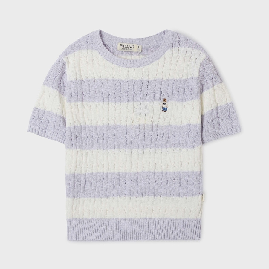 WHO A U - Steve Round neck Melange Cable Sweater *2色* (WHKAF2401F)