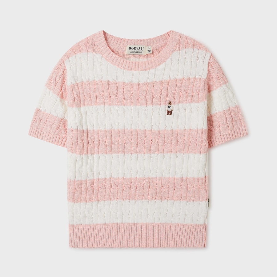WHO A U - Steve Round neck Melange Cable Sweater *2色* (WHKAF2401F)