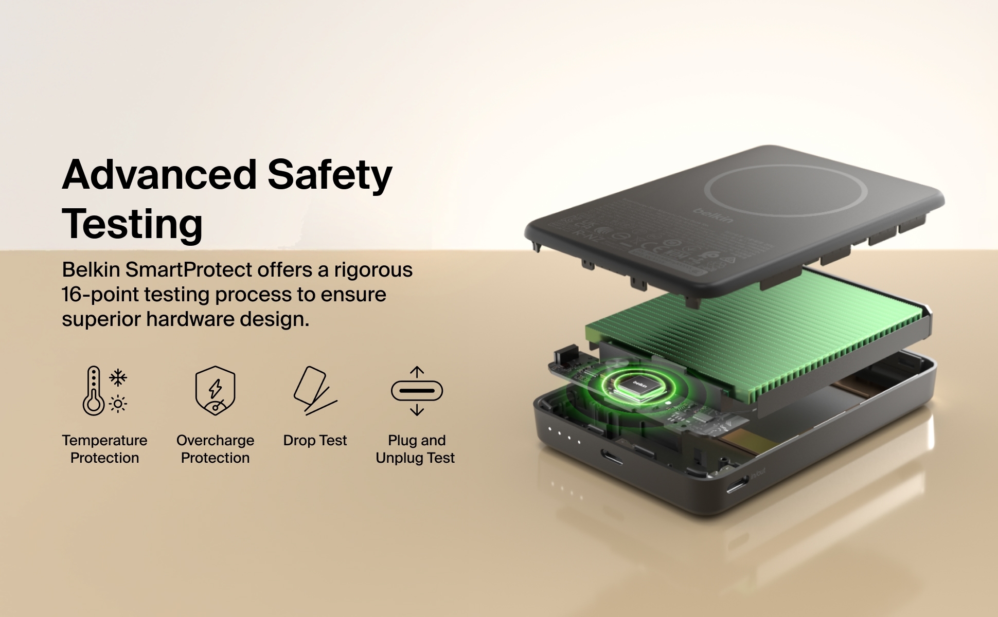 Belkin Magnetic Power Bank internal components and advanced safety features.