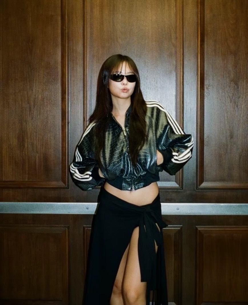Jennie同款 Adidas originals SST 條紋 鱷魚皮 立領 長袖 皮外套 外套 KE5035